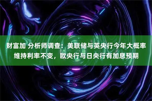 财富加 分析师调查：美联储与英央行今年大概率维持利率不变，欧央行与日央行有加息预期