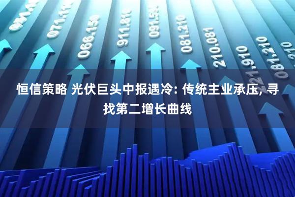 恒信策略 光伏巨头中报遇冷: 传统主业承压, 寻找第二增长曲线